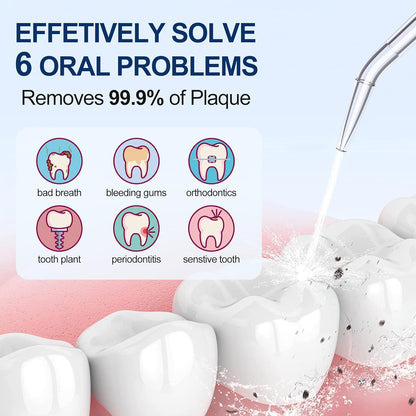 Water Dental Flosser Oral Irrigator with 5 Modes, 350ml Cordless Water Teeth Cleaner Pick 6 Tips, IPX7 Waterproof Rechargeable Portable Powerful Battery for Travel & Home Braces & Bridges Care