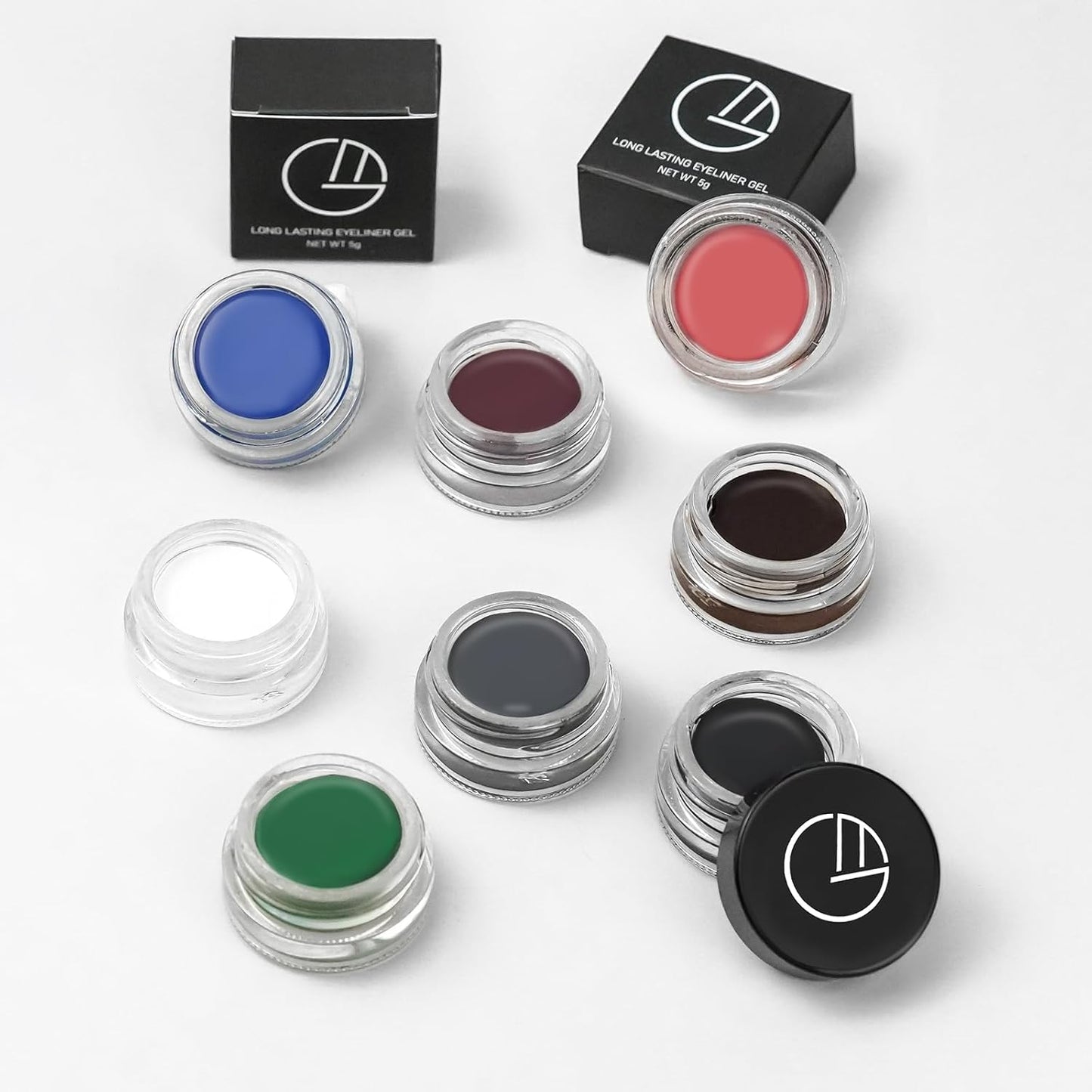 Eyeliner Gel Set,Long Lasting Waterproof With 5.51 IN Long Eyeliner Brush,High-Intensity Pigments Smudge-Proof Eye Liner Makeup Creamy Gel 5G-Rose Red