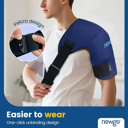 NEWGO Shoulder Ice Pack Rotator Cuff Cold Therapy Reusable Cold Pack Shoulder Ice Wrap for Pain Relief, Recovery After Surgery, Swelling - Extra Large Size (Dark Blue)