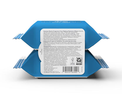 Amazon Basics Makeup Remover Wipes, Fragrance- and Alcohol-Free, Gentle Cleansing, Removes Waterproof Mascara, Dermatologist Tested, 25 Count, Pack of 2 (Previously Solimo)