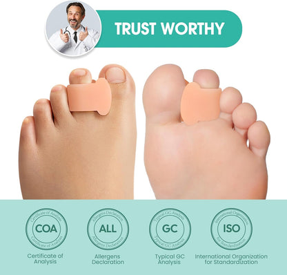 Welnove Toe Separator for Overlapping Toes - 12 PackToe Spacers for Bunions - Toe Corrector for Hammer Toes, Realign Crooked Toes - Preventing Rubbing Relieve Pressure (Multi-Size, Beige)