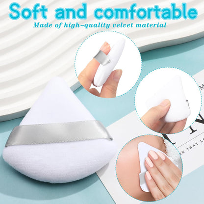 Suclain 48 Pcs Velour Triangle Powder Puff Soft Velour Makeup Puff for Face Powder Makeup Triangle Sponges for Wet and Dry Cosmetic Foundation Loose Mineral Body Makeup Tool(White)