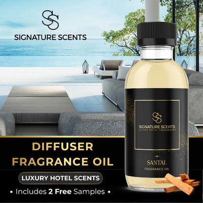 Luxury Hotel Diffuser Oil for Hotels and Homes - Aromatherapy Oils for use with an Essential Oil Diffuser at Home - Fragrance-Scent Diffuser Oil Blend (Santal) 4.05fl oz (120ml)