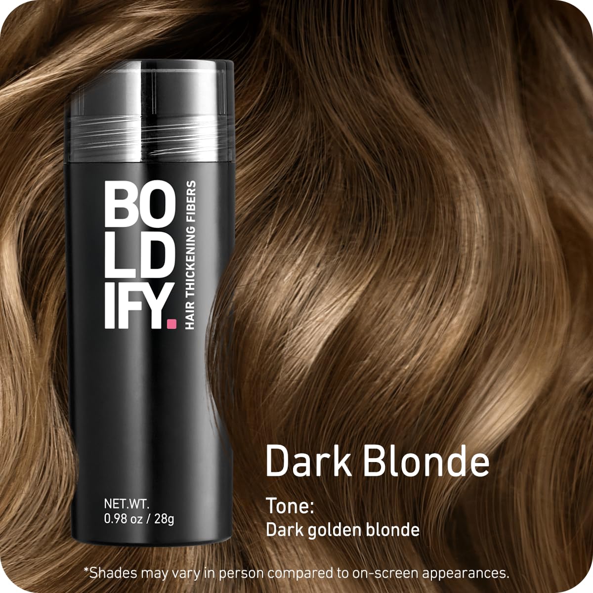 BOLDIFY Hair Fibers (28g) - Fill In Thinning and Fine Hair for an Instantly Fuller, Thicker Look - 14 Shades for Women & Men - Dark Blonde