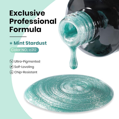 Beetles Green Cat Eye Gel Polish, 15ML Mint Green Cat Eye Glitter Gel Polish with Magnet Soak Off UV Shimmer Velvet Gel Mint Stardust Series French Nail Art Design Manicure Gifts for Women