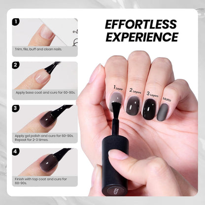 Beetles Black Jelly Gel Nail Polish - 15ML Sheer Black Gel Polish Neutral Jelly Translucent Effect Soak Off UV French Nail Art DIY Home Manicure Gift for Women