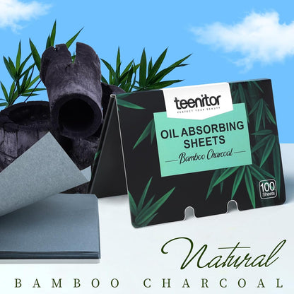 Teenitor 1200 Counts Oil Absorbing Sheets for Face, Oil Blotting Sheets for Face, Bamboo Charcoal Blotting Paper for Oily Skin Face Oil Sheets, Oil Wipes for Face Oil Control Film