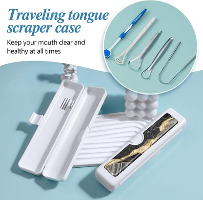 Toothbrush Travel Case - Colorful Pattern, Holder and Covers for Toothbrushes, Includes Tongue Scraper Case