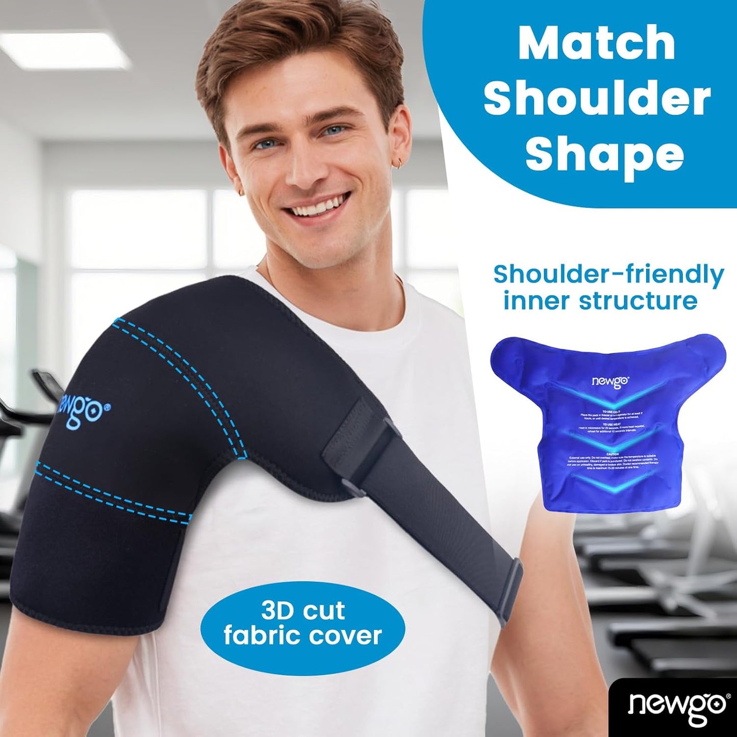 NEWGO Shoulder Ice Pack Wrap for Rotator Cuff Cold Therapy, FSA Eligible Gel Ice Pack for Injuries Reusable Cold Pack for Shoulder Swelling Discomfort After Surgery, Medium