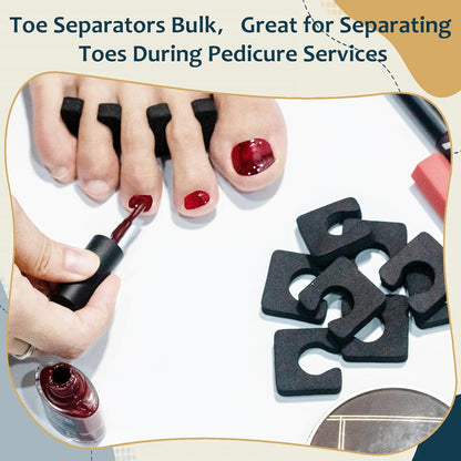 600 Pcs Toe Separators for Men and Women, Soft Foam Finger Divider Spacer Set, Pedicure Toe Separators for Hands and Feet Nail Polish Application Luxury Pedicure Supplies, Black