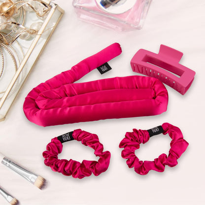 Heatless Hair Curler, Satin Hair Rollers for Heat less Curls Overnight, Premium Satin for No Heat Curls, Overnight Heatless Curling Rod to Sleep In, Silky Curlers with Clip and Scrunchies