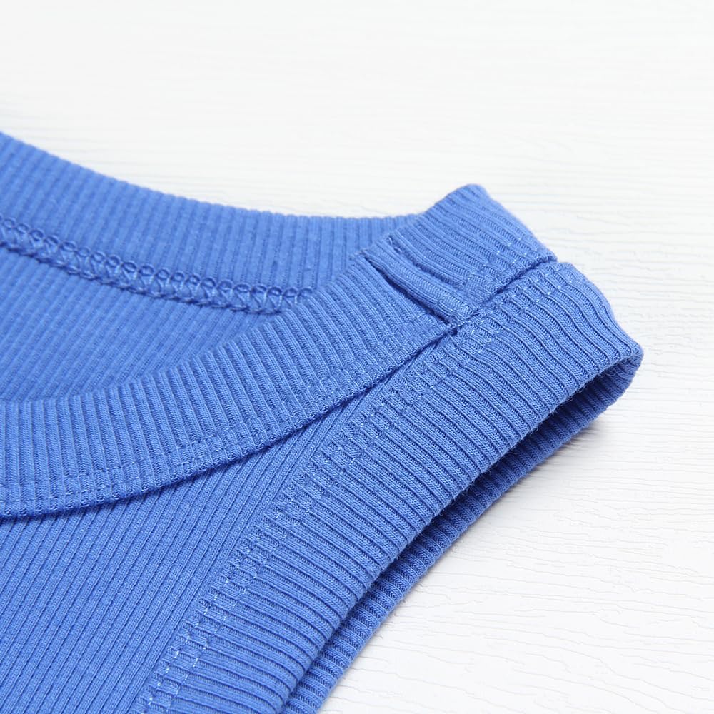 GEMBERA Womens Sleeveless Racerback High Neck Casual Basic Cotton Ribbed Fitted Tank Top