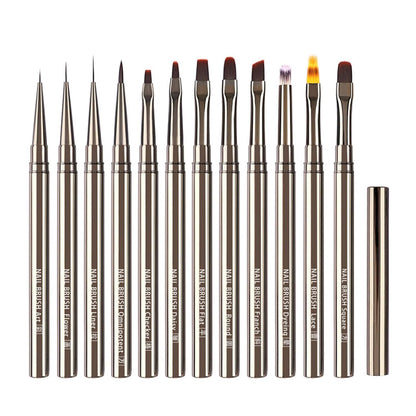 12pcs Nail Art Brushes, Nail Art Design Pen Painting Tools Professional Flower Brush Drawing Extension Gel Brush Liner Brush Ombre Painting Brush Carved Brush For Nail Art Design