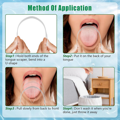 50 Count Disposable Tongue Scraper, Plastic Tongue Cleaner for Adults and Kids, Tongue Scrubber for Oral Care, Promote Fresh Breath