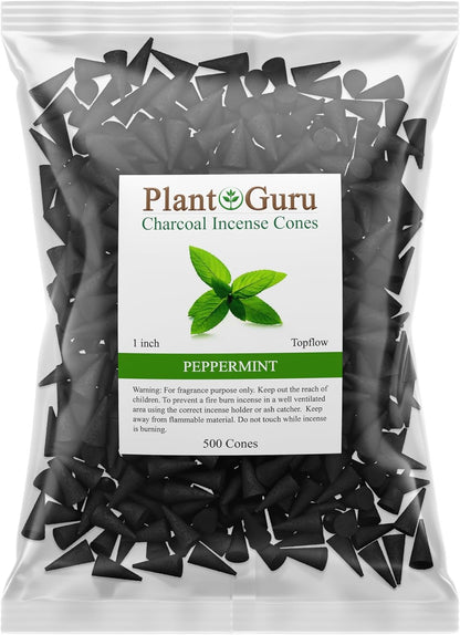 Peppermint Charcoal Incense Cones 1" TOPFLOW - 500 Pack Bulk - Natural Scented Cones Handmade Hand Dipped