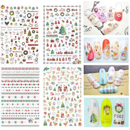 1000 Patterns Christmas nail art sticker decals, Kalolary Self-Adhesive Nail Stickers Santa Claus Snowflake Snowman Christmas Bell Tree Stick Elk for Christams Nail Decoration Gift(12 Sheets)