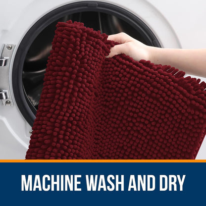 OLANLY Bathroom Rugs 40x32, Extra Soft Absorbent Chenille Bath Rugs, Rubber Backing Quick Dry, Machine Washable Bath Mats for Bathroom Floor, Tub and Shower, Home Decor Accessories, Burgundy