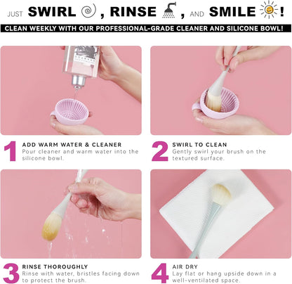 Makeup Brush Cleaner with Silicone Mat, Tea Tree Oil, Shampoo for Sponges & Puffs, Deep Cleaning, Antibacterial, Conditions Bristles, Gentle, Vegan & Cruelty-Free, 6.76 fl.oz