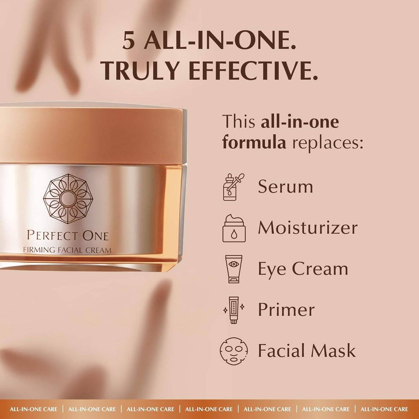 PERFECT ONE Firming Facial Cream - Helps The Skin Appear Firmer & Brighter - All-in-One Ultra Hydrating Serum, Moisturizer, & Eye Cream - With Niacinamide, Collagen, Squalane & Hyaluronic Acid, 50g