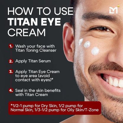 Titan Anti-Aging Mens Eye Cream – Mens Dark Circles Under Eyes Treatment – Eye Bags Treatment for Men – Puffy Eyes Treatments for Men – Peptides, HA, Herbal Extracts –All Skin Types–Unscented