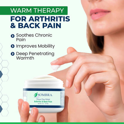 Sombra Warm & Cool Pain Relief Gel, Warm Relief for Arthritis and Chronic Pain Pre-Workout Muscle Rub, Cold for Swelling, Soreness, Post-Workout, Free of Artificial Fragrances, 4oz Per Jar