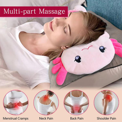 Microwave Heating Pad for Pain Relief, 13" x 10" Microwavable Heating Pads for Cramps, Back Pain, Neck Shoulder, Muscles, Knee, Joints, Natural Heat Pack Moist Heat, Pink Axolotl