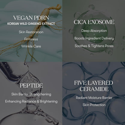 VT COSMETICS PDRN Cica Exosome Ampoule, Firming Serum with Peptide & Ceramide for Anti-Aging, Wrinkle Care, Plumping, Hydration & Radiant Glow, For All Skin Types, Korean Skincare (1.01 fl. oz.)