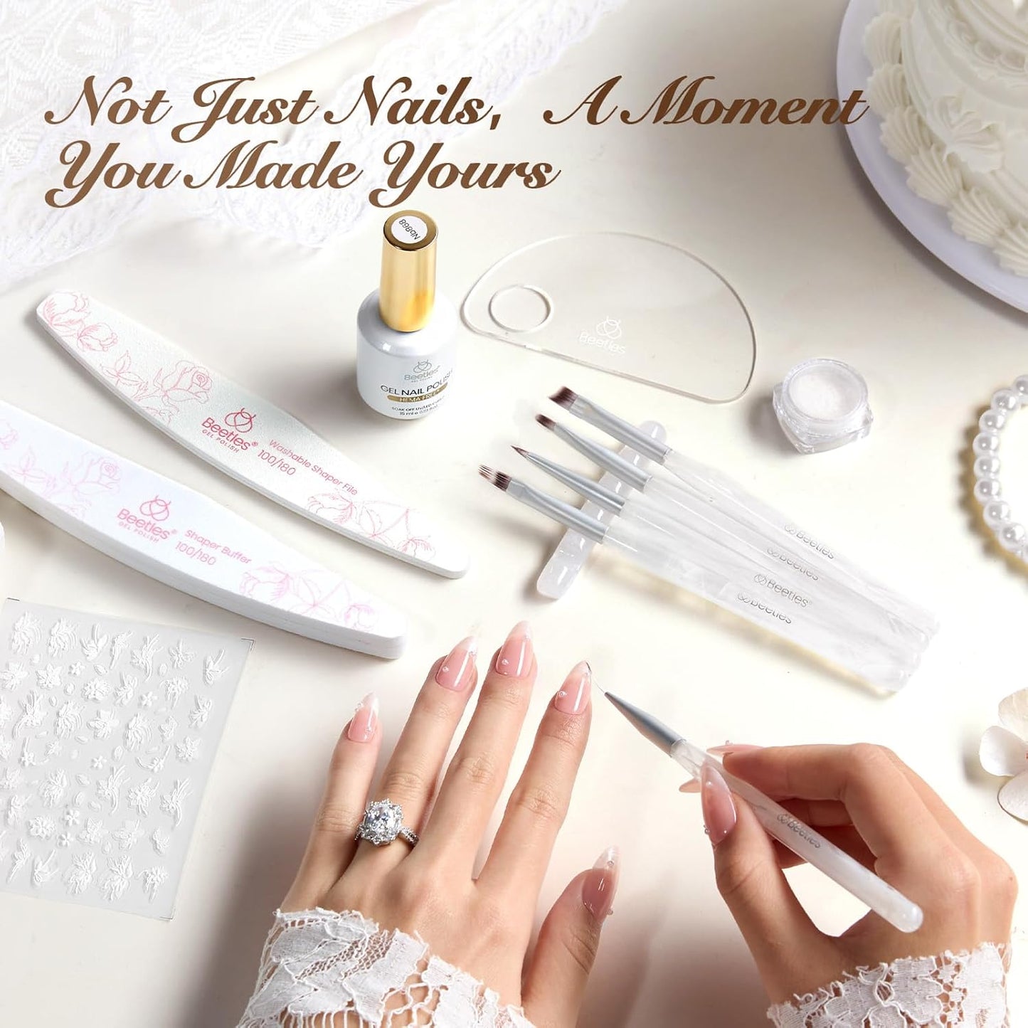 Beetles Wedding Gel Nail Polish Kit – Wedding Beauty 6 Colors Gel Polish, HEMA Free 15ml UV LED Soak Off Manicure with Base Coat Top Coat All in an Elegant Gift Box Nail Set for Bride