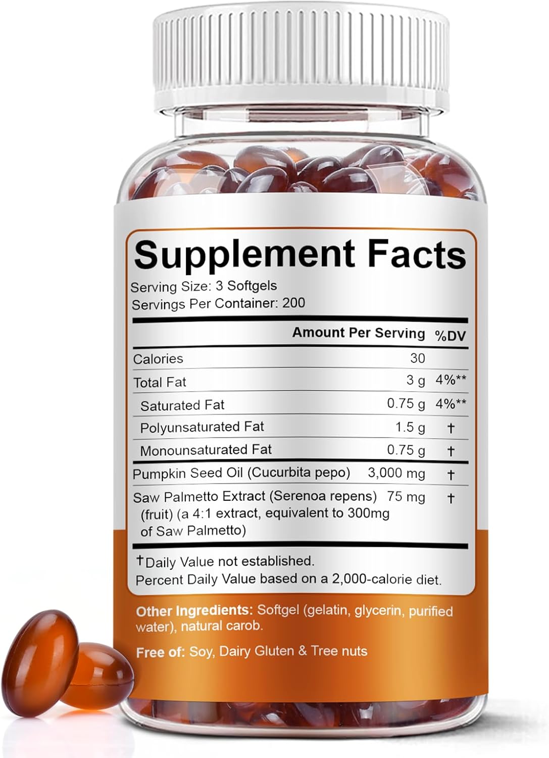 Pumpkin Seed Oil with Saw Palmetto Softgels, 3000mg Per Serving, 600 Softgels | Cold-Pressed with Essential Fatty Acids & Phytosterols | Supports Hair, Urinary, Bladder & Prostate Health | Non-GMO