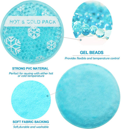 OLESILK Small Hot Cold 6 Packs, Reusable Round Gel Beads Ice Pack with Cloth Backing, Hot and Cold Therapy for Breastfeed Injury, Kids Pain Relief, Headache, Tired Eyes, Wisdom Teeth, Sinus Relief