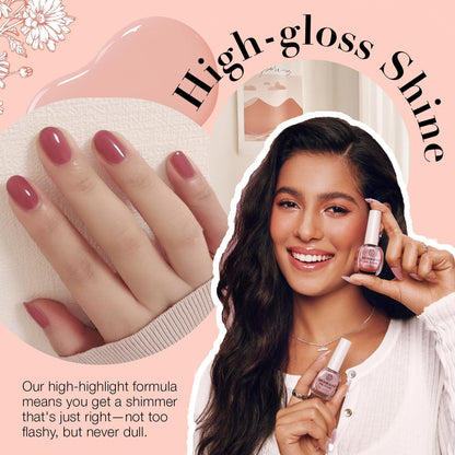 AZUREBEAUTY Jelly Nail Polish Set 4 Colors Nude Brown Red Purple Quick Dry Transparent Sheer Nail Polish Natural Nail Lacquer Fingernail with Top Coat DIY Salon Home