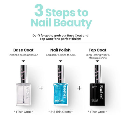 Beetles Blue Glitter Nail Polish - 1Pcs 15ml Fast Drying & Long Lasting Sparkly Nail Polish Frosted Light Blue Shards Nail Lacquer Finish Nail Art Design for Women