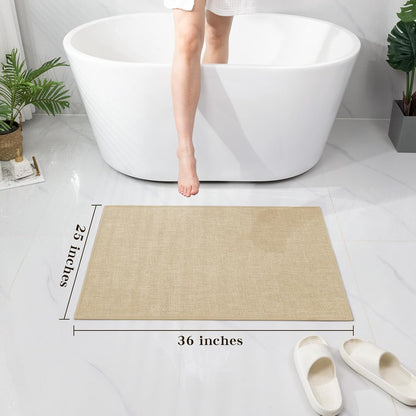 chakme Bathroom Rugs Mat 36x25, Ultra Thin Non Slip Bath Mat Large Quick Dry Absorbent Bath Mat for Bathroom Floor, (Light Beige, 36"x25")