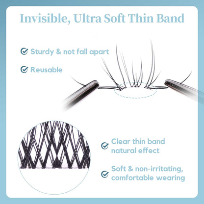 GAQQI Lash Clusters Manga Eyelash Clusters 10-14mm Wet Look Spiky Cluster Lashes 120PCS, Cluster Eyelash Extensions C Curl, Invisible Band Ultra-thin & Soft Clear Band False Lashes (HEROINE)