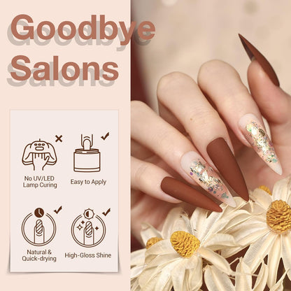 AZUREBEAUTY Dip Powder Nail Kit Classic Brown Nude Collection Glitter Fall 20 Colors Neutral Chocolate Skin Tone Dip Liquid Set with Base/Top Coat Activator French Art Manicure Salon Home