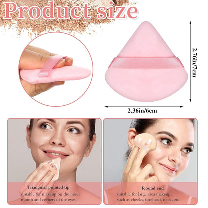 6 Pieces Pink Powder Puff Face Soft Triangle for Loose and Body Powder, Velour Makeup Sponge Set Setting Powder Puff Makeup Tools