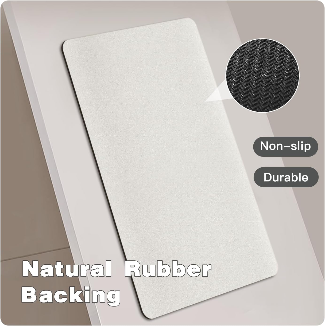 Bath Mat, Bathroom Rugs Non Slip Washable Thin Absorbent Quick Dry Bath Mat Fits Under Door Bathroom Floor Mat Perfect for Bath, Shower, or Sink 20"x48" White