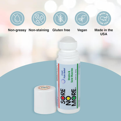 Sore No More Cool Relieving Gel for Aches & Pains in Muscles & Joints associated with Strains, Bruises & Sprains | Absorbs Quickly with a Refreshing Lemon Aroma | 3 oz Roll-On