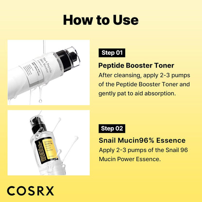 COSRX Snail Mucin 96% Peptide Booster Set - Amazon Exclusive - Korean Skin Care, Gift Sets, Skin Care Sets for Women, Advanced Snail Mucin Serum, Face Serum