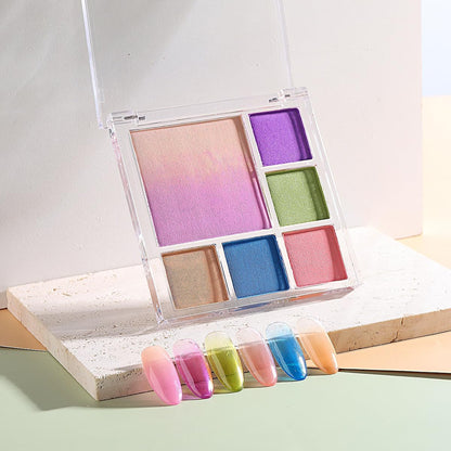 7 Colors Solid Fluorescent Neon Pigment Powder Set Gradient Iridescent Rainbow Palette Glitter Dust for Nail Art Gel Polish Mermaid Unicorn Rubbing Powder