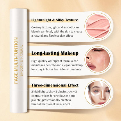 8 PCS Contour Stick Makeup Contour Kit,Double-ended Design with Highlighter,Blush and Bronzer Stick,Lightweight,Easy to Sculpt,Create a Matte and Dewy Finishing Makeup（Set B）