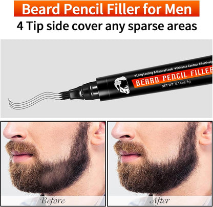 Beard Shaper for Men Beard Shaping Tools - Beard Template Guide, Professional Straight Edge Razor, 10 PCS Double Edge Blade, Barber Pencil, Beard Comb, 2 Stainless Steel Scissors Mustache Lineup Tools