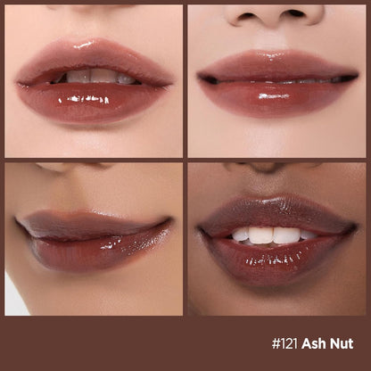 Laka Fruity Glam Lip Tint Mini, Glowing Lip Stain with Wide Color Spectrum, Hydrating & Lightweight Texture, Long-Lasting Bold Stain, Non-Sticky, Vegan, K-Beauty (#121 Ash Nut)