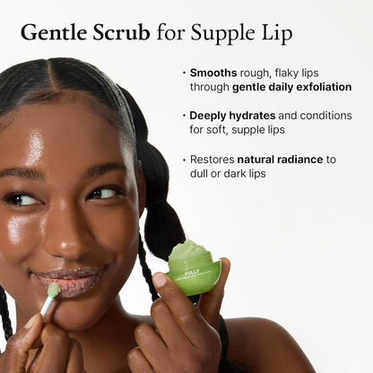 FULLY Green Tomato Smoothie Sugar Lip Scrub, Gentle Lip Exfoliator with Organic Sugar & Tomato Seed Oil for Smooth, Hydrated Lips, Vegan Daily Lip Polish for Dry, Flaky Lips, Korean Skincare, 0.42 oz