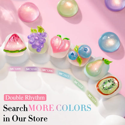 Double Rhythm 0.5 OZ Cat Eye Gel Polish with Magnet 15ML Holographic Glitter Shimmer Translucent Jelly Color Magnetic Nail Polish Salon DIY at Home (Light Green-MC1212)