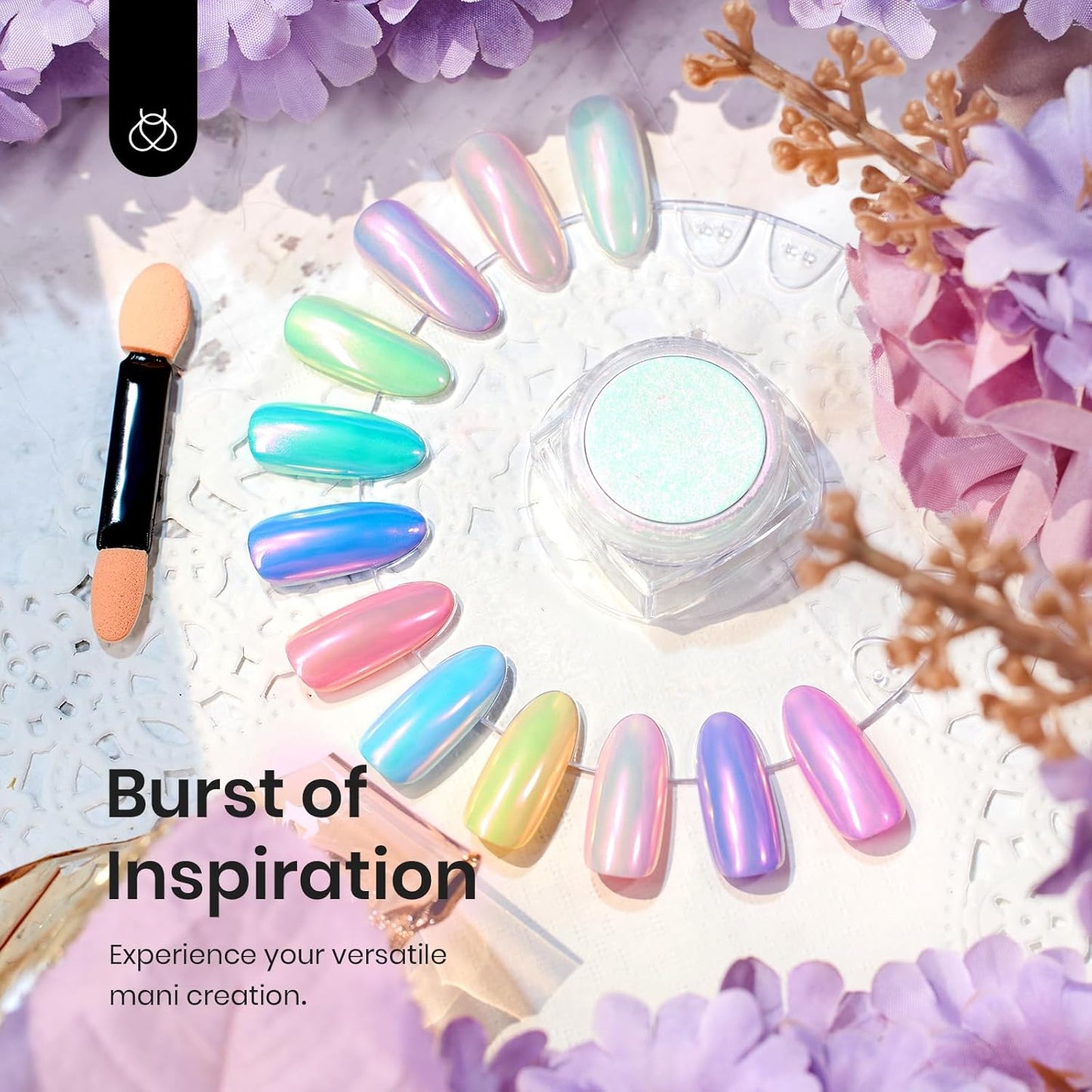 Beetles Chrome Nail Powder Mirror Effect Glazed Aurora Opal Chrome Powder for Gel Nails Unicorn Chrome Powder Manicure DIY Nail Art Decoration 0.03oz/0.8g
