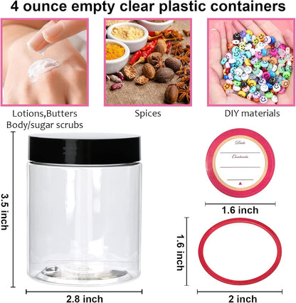 16 Pack 8oz Plastic Containers with Lids, Jars with Lids, Great for storing,lip balms, creams, ointments, cosmetics, samples