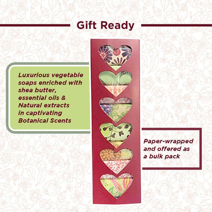 French Milled Botanical Soap Sampler Set of 9 - Individually Wrapped Vegetable-Based Mini Soaps with Essential Oils, Shea Butter, and Natural Extracts (Valentine's Day)