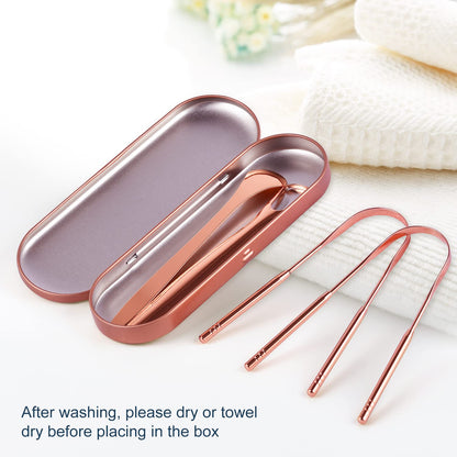 MORGLES Copper Tongue Scraper, 4Pcs Tongue Scraper with Case Medical Grade for Adults