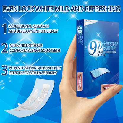 9D Sensitive Teeth Whitening Strips- Professional Enamel-Safe Formula, Fast Stain Removal for Coffee Drinkers & Smokers, Sensitivity-Free Whitening Kit-14Pairs (28Strips)